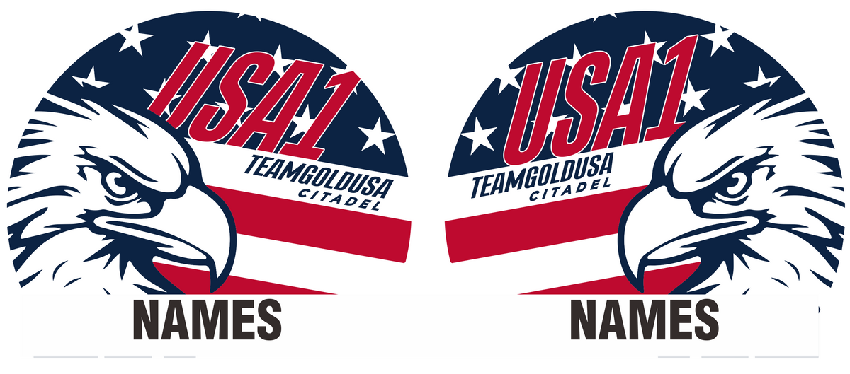 USA1 2026 - TEAMGOLDUSA EAGLE:  Personalized Competition Team Championship Cap (2 White Silicone Caps)